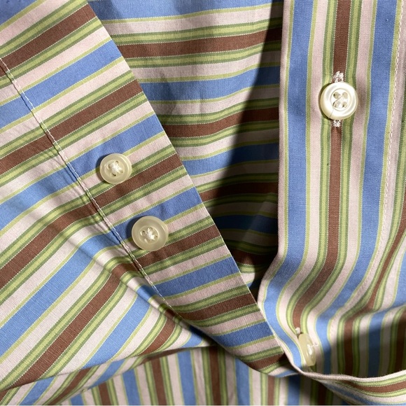 Kuhlman striped dress shirt size 40 men 100% cotton made in Turkey long‎ sleeve - Picture 4 of 10
